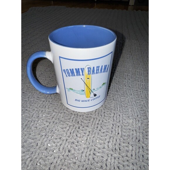Tommy Bahama Big Wave Coffee Mug 20 Oz White Blue - Picture 1 of 5
